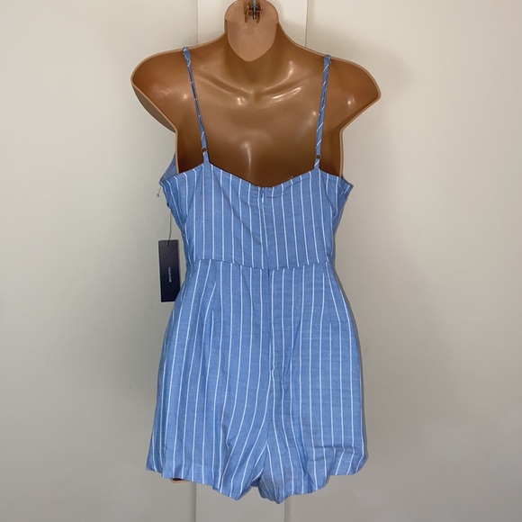 Lulus Blue & White Striped Wrap Around Romper - Picture 6 of 7